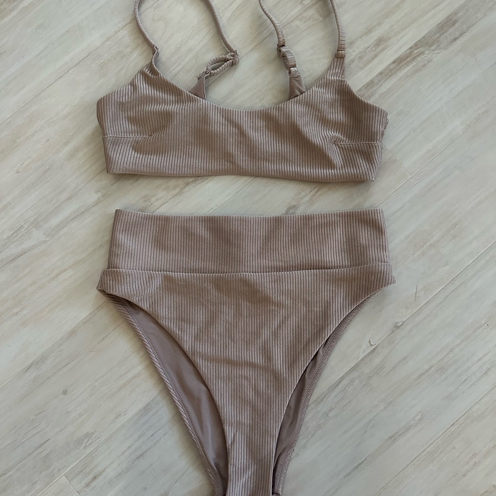 Aerie Ribbed Tan Bikini Set